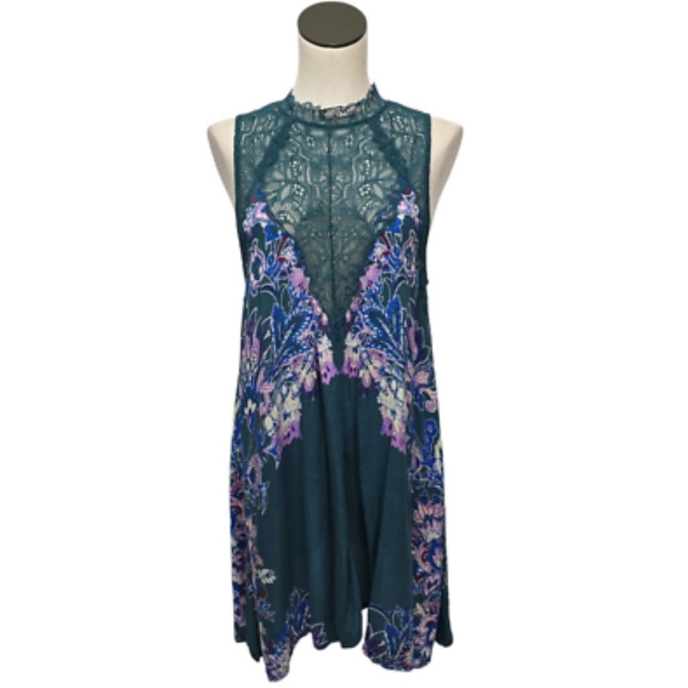 Free People Marsha Teal Lace Dress